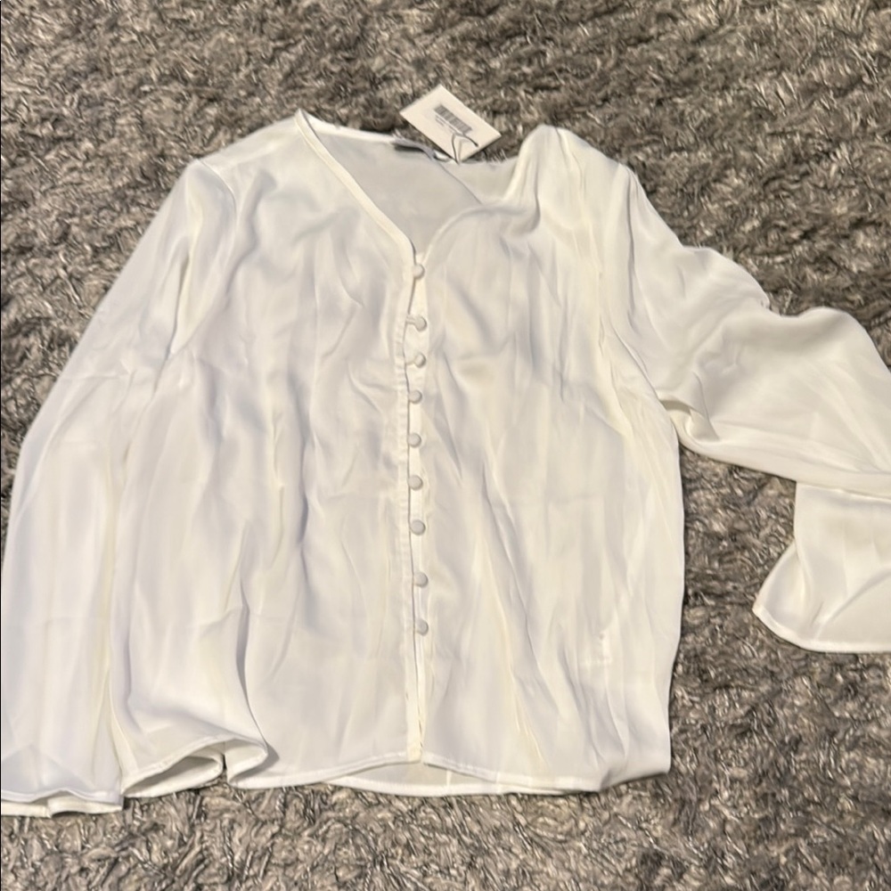 Elegant White Button-Up Blouse